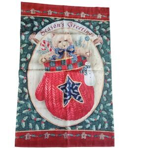 Vintage Vicky Howard "seasons greetings" flag 24x37